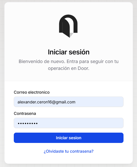Pantalla de inicio de sesión